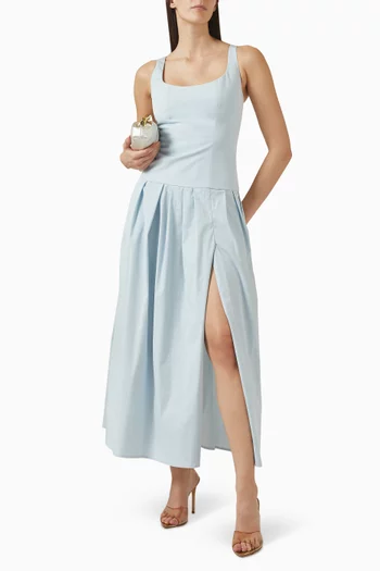 Giselle Slit Dress in Cotton Poplin