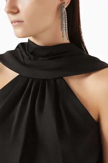 أقراط رو مرصعة بالكريستال نحاس مطلي فضة