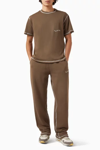 تي شيرت بحياكة معكوسة وشعار الماركة قطن