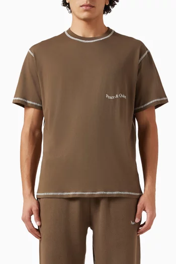 تي شيرت بحياكة معكوسة وشعار الماركة قطن