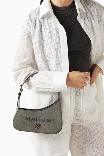 Jitney Quote Shoulder Bag in Denim