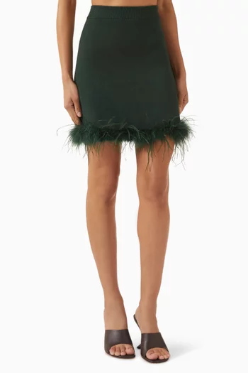 تنورة جاك قصيرة بحافة مزينة بالريش نسيج