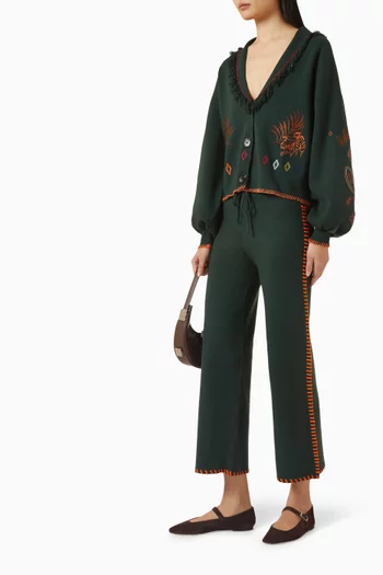 Blanket Stitch Wide-leg Pants in Knit