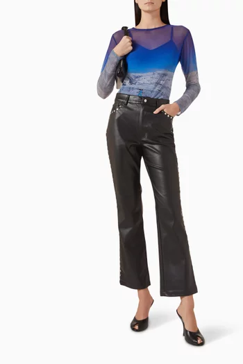 بلوزة بطبعة منحدرات تزلج قماش شبكي