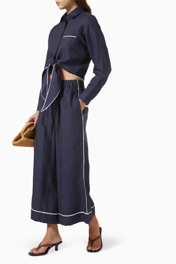 بنطال بولي بقصة ساق واسعة