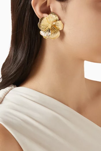 Dolce Floral Clip-on Earrings in Gold-plated Copper