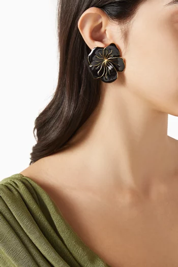 Rose Enamel Clip-on Earrings