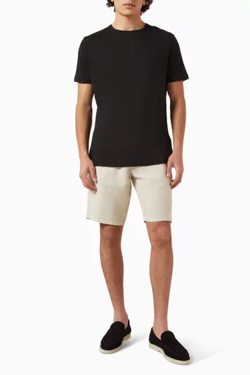 تي شيرت بفتحة رقبة مستديرة جيرسيه كتان