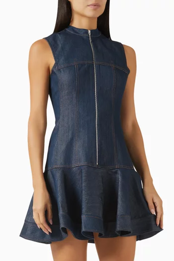Taylin Zip Dress in Denim