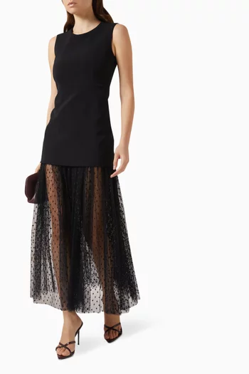 فستان سيمونيت بحافة شفافة كريب