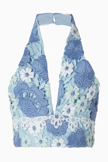 Jade Embroidered Halter Top