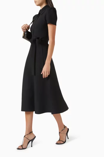 فستان بأكمام كشكش نسيج كريب