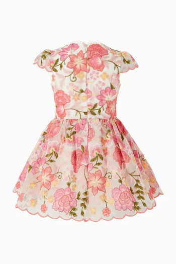 فستان افيري قصير مزين بتطريزات