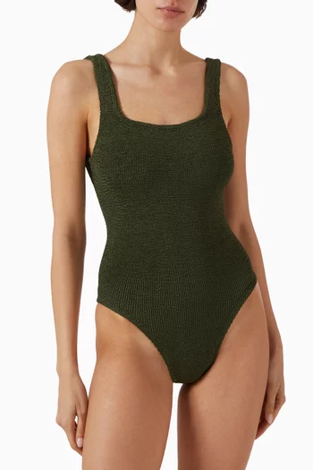 Squareneck One-piece Swimsuit in Crinkle™ Fabric
