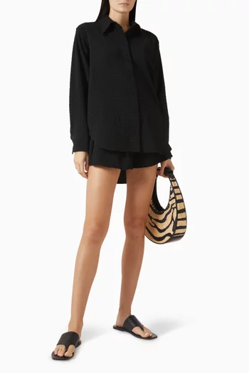 قميص بقصة فضفاضة قماش سيرساكر