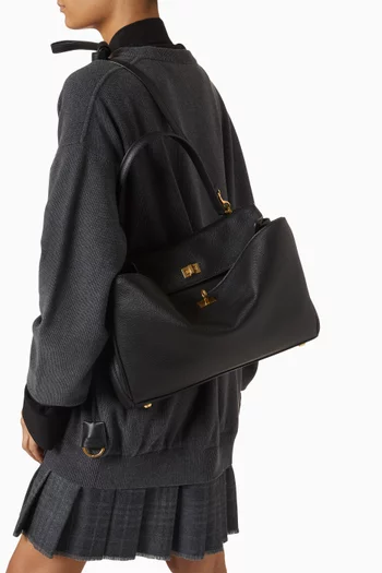 حقيبة يد روديو متوسطة جلد عجل بارز الملمس