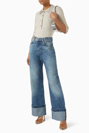 Embellished Polo Sweater in Knit