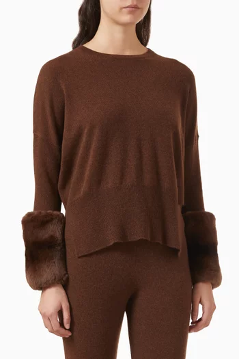 Fur-cuff Sweater in Wool-cashmere