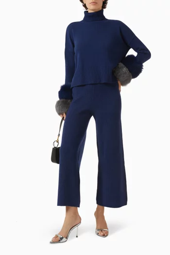 Fox Fur Cropped Sweater in Wool-blend