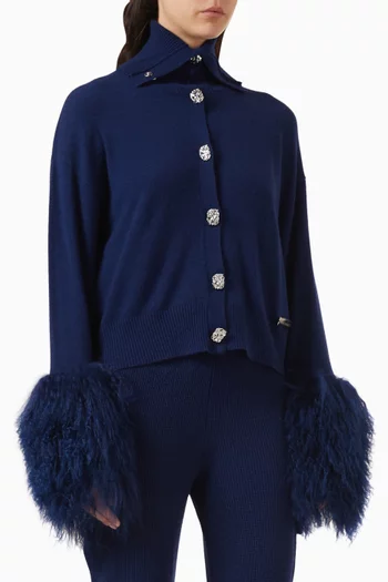 High-neck Cardigan in Wool-cashmere