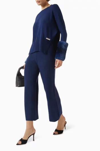 Fur-cuff Sweater in Wool-cashmere