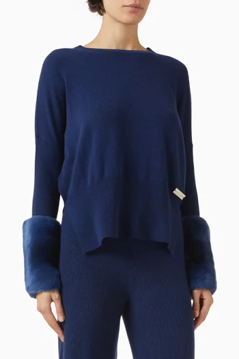 Fur-cuff Sweater in Wool-cashmere