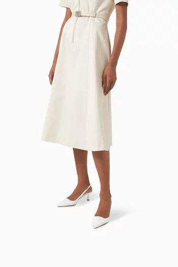 حذاء كلاسيك بسير خلفي وكعب 55 مم جلد لامع