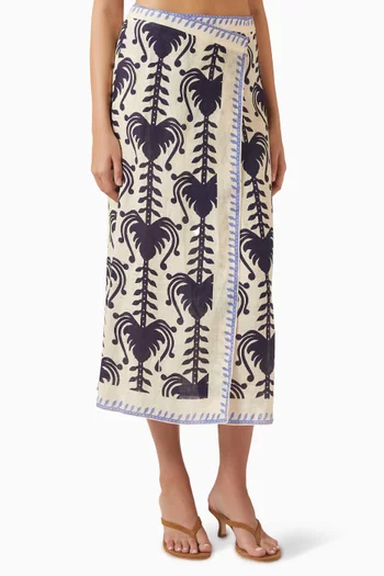 تنورة ديب بلو سي كتان