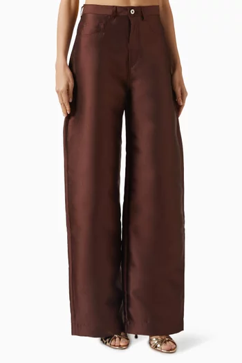 Wide-leg Boyfriend Pants in Satin