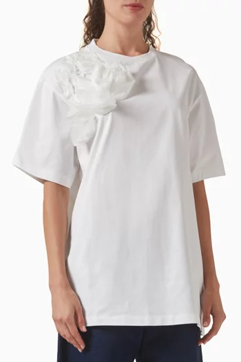 تي شيرت مزين بزهور بارزة قطن جيرسيه