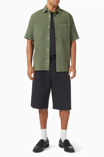 Pleated Wide-leg Bermuda Shorts