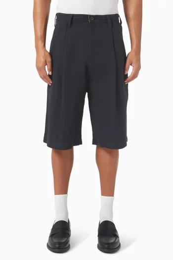 Pleated Wide-leg Bermuda Shorts
