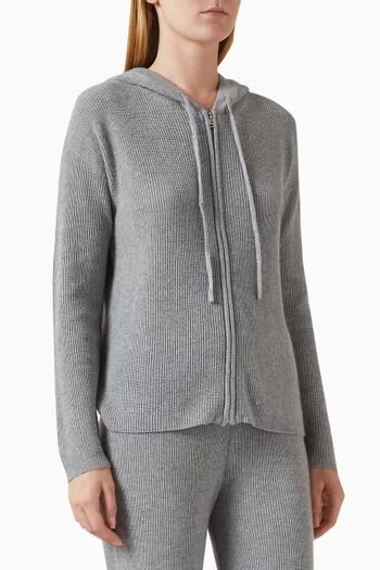 Zip Hoodie Sweater in Rib-knit