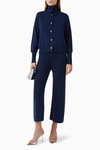 Button-down Cardigan in Plain-knit