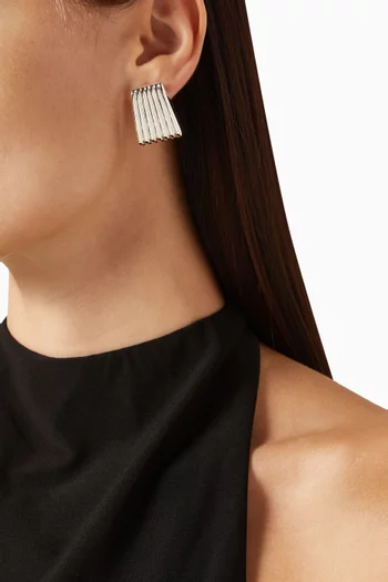 Ribbed Earrings in Silver-Plated Metal