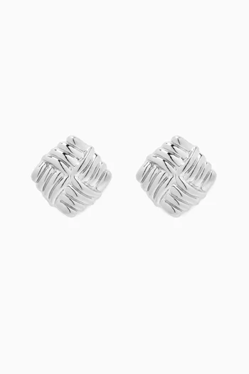 Wind Stud Earrings in Silver-plated Stainless Steel