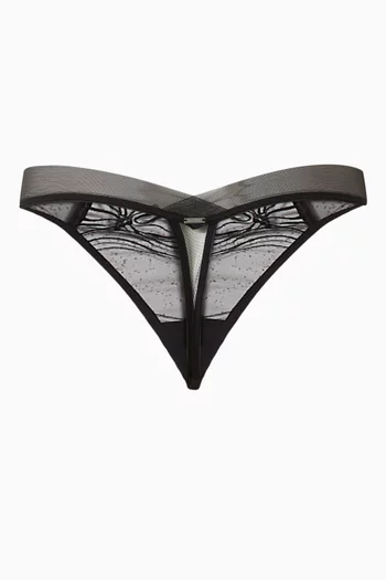 ثونغ دانتيل مطرز بنقشة زهور