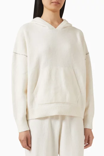 كنزة بغطاء رأس وقصة فضفاضة تيري ناعم