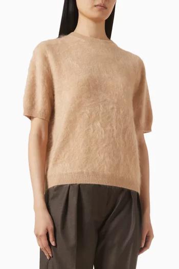 Short-sleeve Sweater in Brushed Cashmere