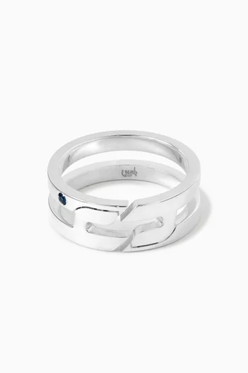 خاتم بتصميم حرف "الحاء" فضة إسترلينية