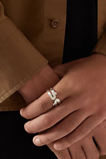 خاتم بتصميم حرف "الخاء" فضة إسترلينية