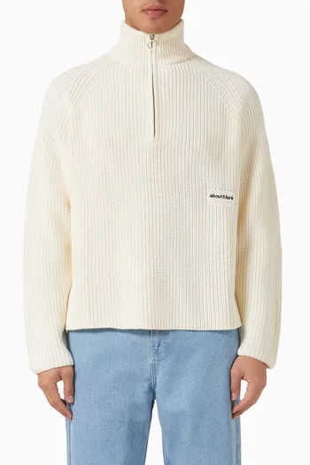 سترة بياقة عالية قماش منسوج قطن