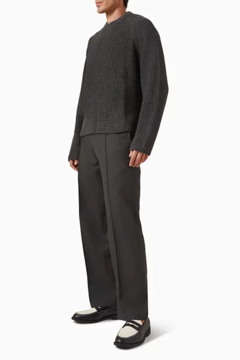 سترة بياقة مستديرة عالية نسيج قطن مضلع