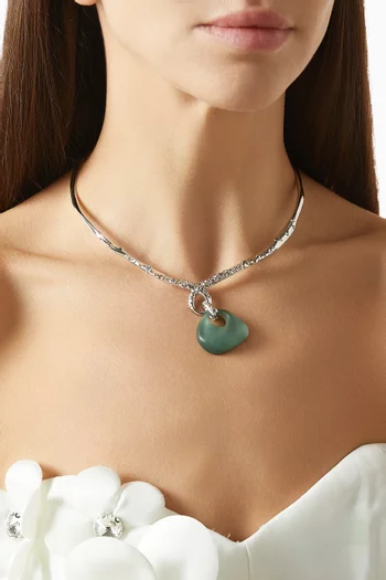 قلادة امبر نحاس مطلي ذهب عيار 21