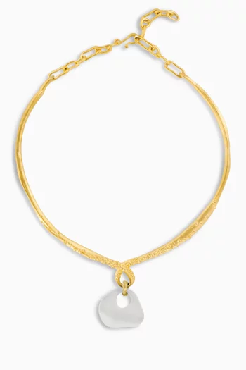 قلادة امبر نحاس مطلي ذهب عيار 21