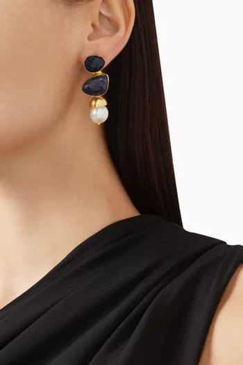 Pearl Drop Earrings in Plated Metal