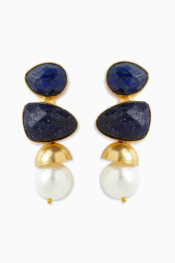 Pearl Drop Earrings in Plated Metal