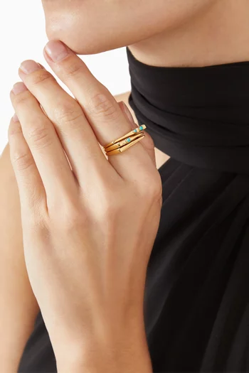 طقم خواتم معدني مطلي، 3 قطع