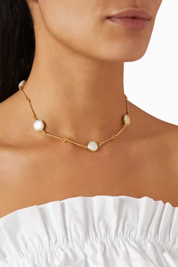Gemstone Link Necklace in  18kt Gold-plated Metal