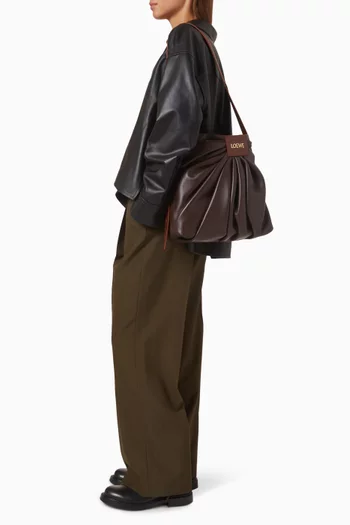 Draped Tote Bag in Leather